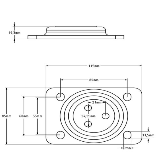 Drehkranzlager 105x80 mm - 250 kg
