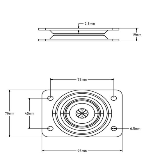 Drehkranzlager 95x70 mm - 280 kg