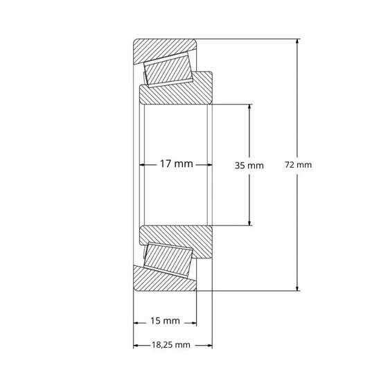 Lager 30207 afmetingen tekening 35x72x18.25 mm