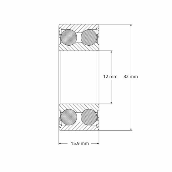 Lager 3201 afmetingen tekening 12x32x15.9 mm