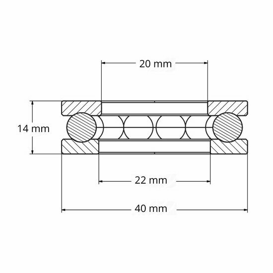 Lager 51204 afmetingen tekening 20x40x14 mm