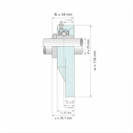 UCFB 205 afmetingen tekening doorsnede