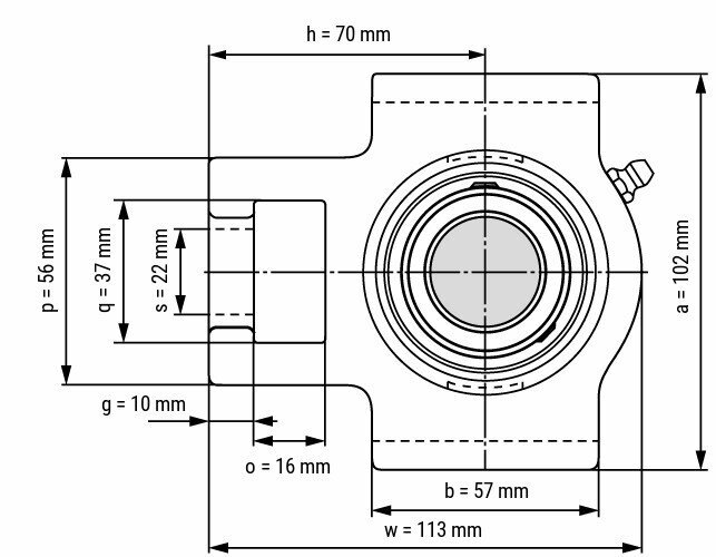 UCT 206 afmetingen tekening vooraanzicht