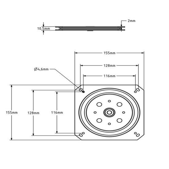 Drehkranzlager 155x155 mm &ndash; 150 kg