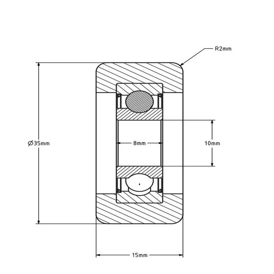 Polyurethan Laufrolle 10x35x15 mm - 60 kg