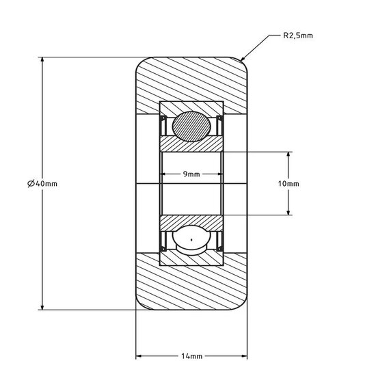 Polyurethan Laufrolle 10x40x14 mm - 70 kg